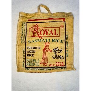 Royal Basmati Rice Bag Tote Zippered Upcycled Grocery Shopping‎ Shoulder Bag